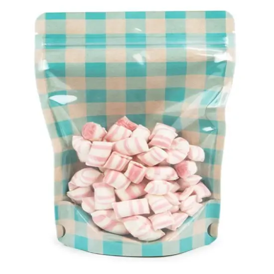 Kraft Stand Up Zipper Pouch w/ Pastel Blue Plaid 5 1/8" x 3 1/8" x 8 1/8" 25 Pack ZBGSW3BLP {1}