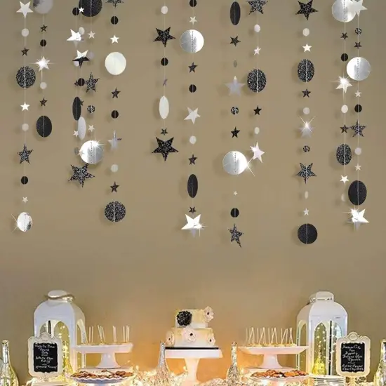 Halloween Star Gothic Party Garland Decoration - Black Silver {1}