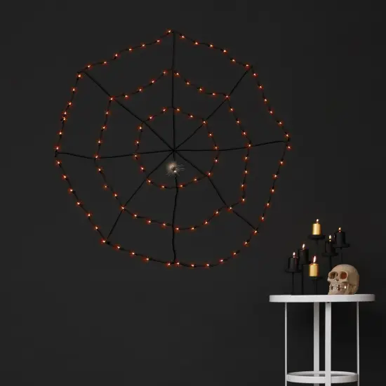 Northlight Lighted Web and Spider Halloween Decoration - 5' - Orange Lights {1}
