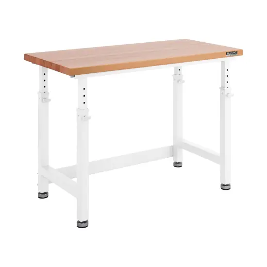Seville Classics UltraHD Height Adjustable Workbench, 48" W x 24" D x 28.5" to 42" H White {1}