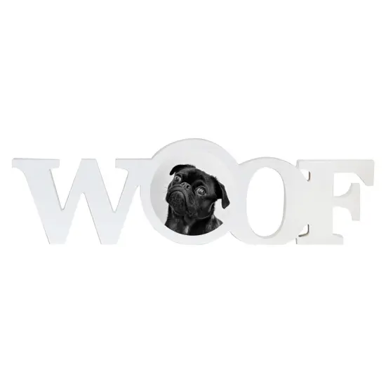 Sublimation Pet Product White Coated Wood Word Blocks D&eacute;cor for Mantle&ndash; Sublimation Ready with 3.74&rdquo; Plate- Woof {3}