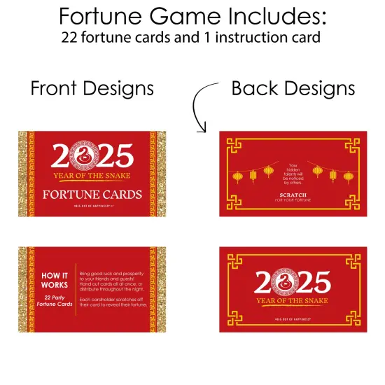Big Dot of Happiness 2025 Year of the Snake - Lunar New Year Game Scratch Off Fortune Cards - 22 Count {6}
