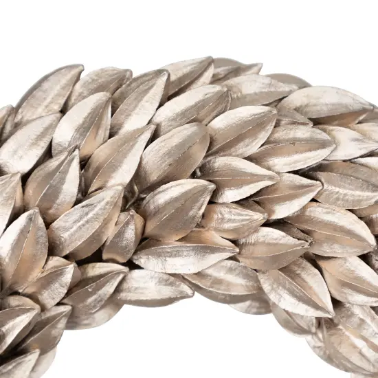 Northlight Champagne Gold Budding Leaves Glitter Christmas Wreath - 12" - Unlit {7}