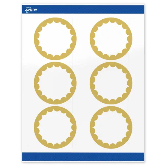 Avery Printable Round Labels, Gold Edge Dots, 3" Diameter, Glossy White Round Labels, Permanent, Laser/Inkjet, 60ct, Great for Product Labels {1}