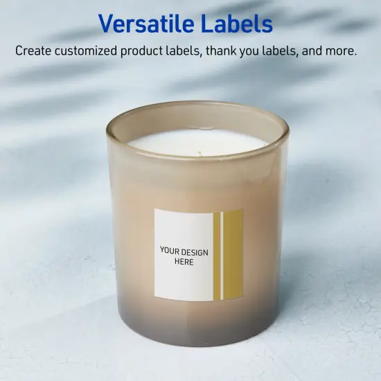 Avery Printable Square Labels, Gold Double-Dipped Edge, 2" x 2", Glossy White Square Labels, Permanent, Laser/Inkjet, 120ct, Great for Product Labels {6}