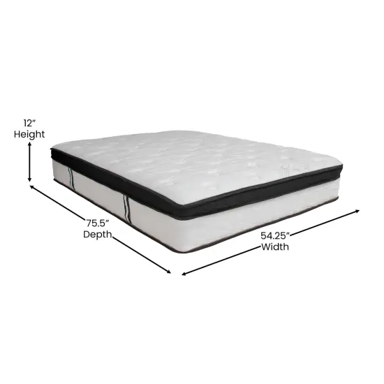 Merrick Lane Hulen 12 Inch Hybrid Pocket Spring & CertiPUR-US Certified Memory Foam Mattress {6}