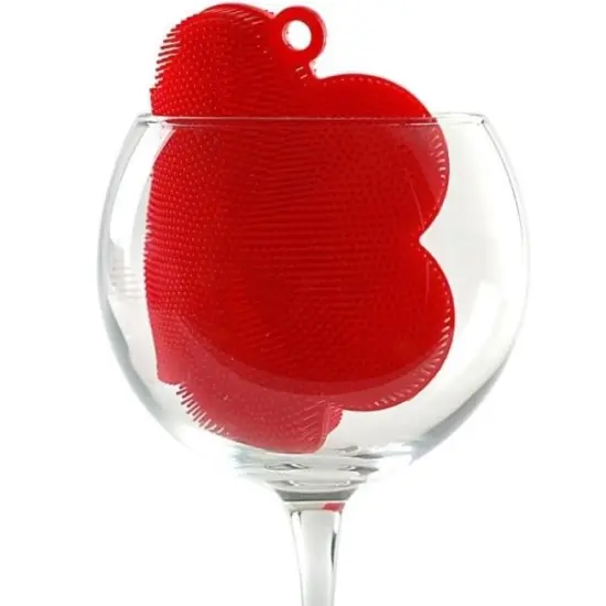 Norpro Silicone Dish Scrubbing Sponge / Vegetable Scrubber Brush - Red Flower Shaped {5}