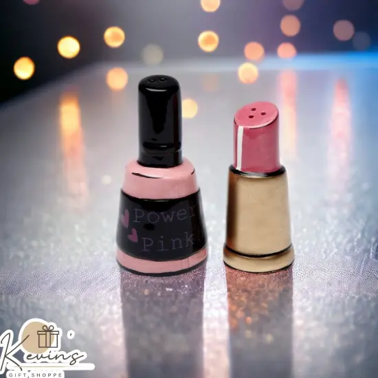 Ceramic Nail Polish And Lipstick Salt & Pepper Shakers, Home D&eacute;cor, Gift for Her, Gift for Mom, Gift for Friend or Coworker, Kitchen D&eacute;cor {1}