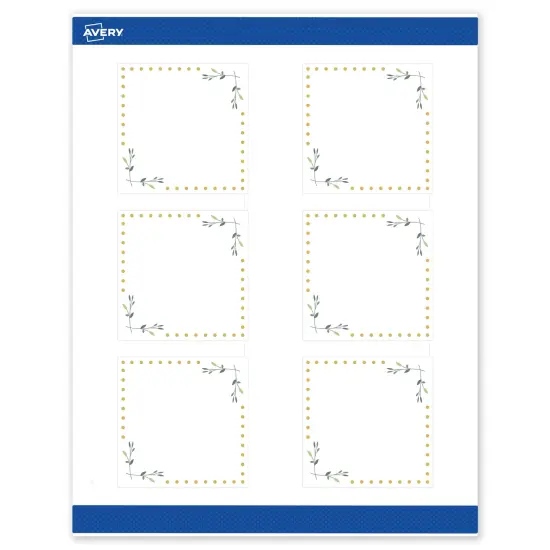 Avery Printable Square Labels, Gold Dots with Green Florals, 3" x 3", Matte White Square Labels, Permanent, Laser/Inkjet, 60ct, Great for Product Labels {1}