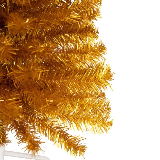 Northlight Pencil Gold Tinsel Artificial Christmas Tree - 6' - Unlit {6}