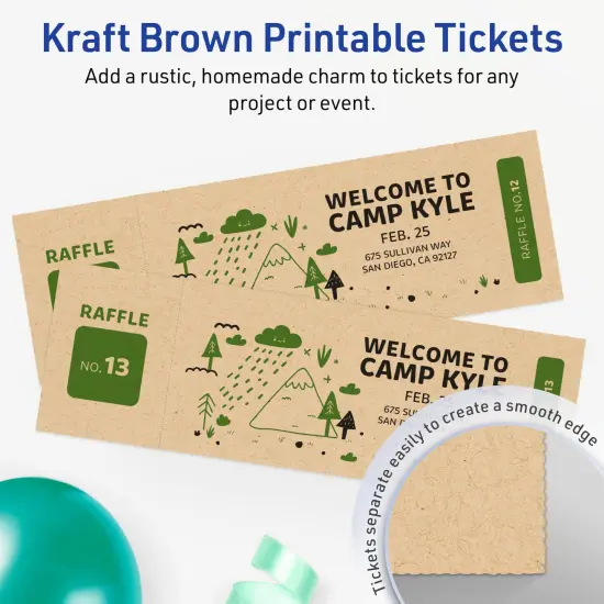 2-3/4" x 8-1/2" Rectangle, Kraft Brown Tickets {2}
