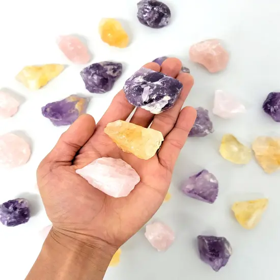 Citrine, Amethyst, Rose Quartz - Healing Crystals Trio Set {1}