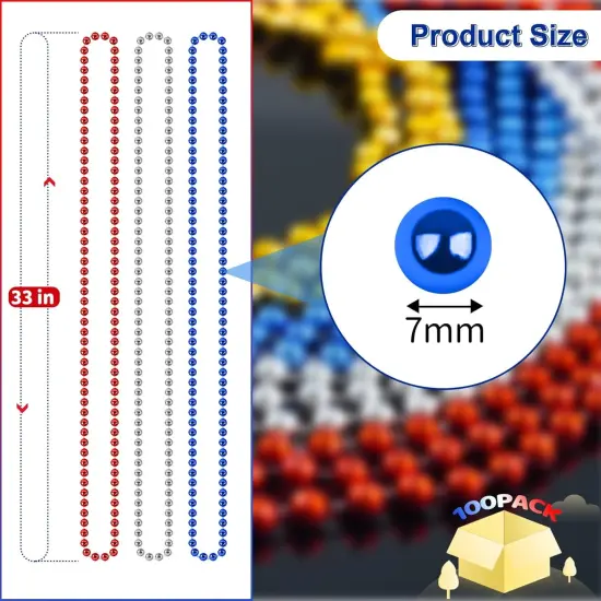 100PCS 4th of July Bead Necklace Red/Silver/Blue {2}