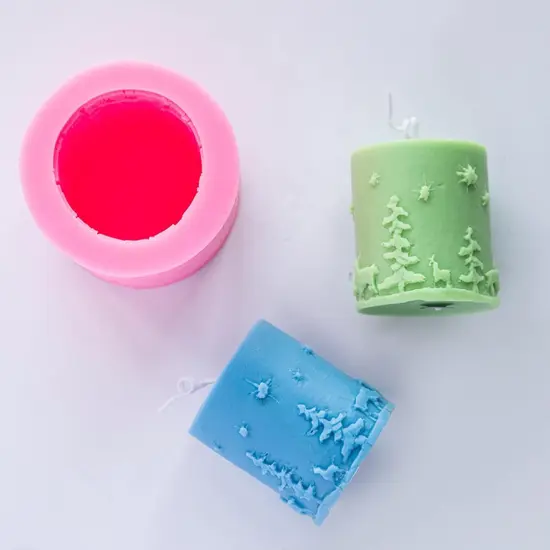 3D Cylinder Christmas Candle Molds,Silicone Soap Mold(Random Mold Color) {3}