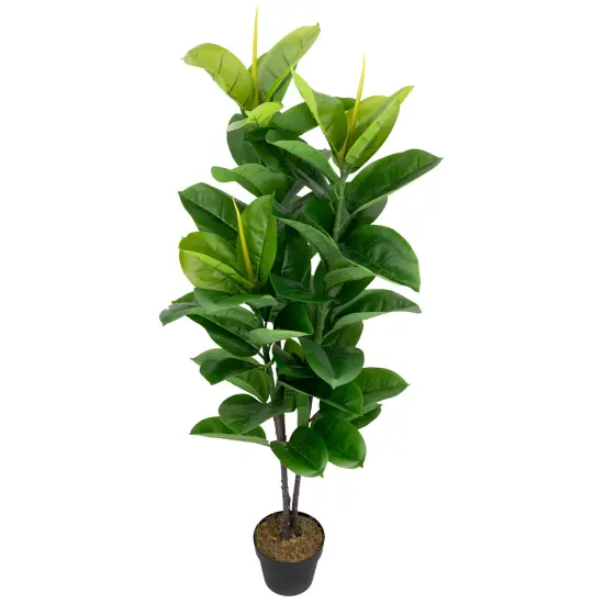 Northlight Artificial Potted Rubber Plant - 51" Green {5}