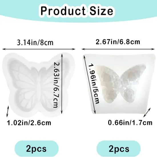 4 PCS 3D Flower Butterfly Candle Molds Mini Butterfly Silicone Molds {2}