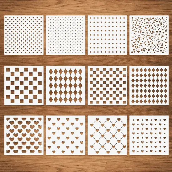 12 Pcs Mixed Media Stencils {1}