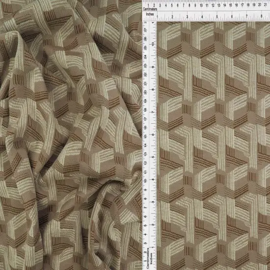 1 Yard Double Knit Jacquard Geo Fabric Stretch Polyester Spandex 58/60 Inches Wide BROWN/LAVENDER {7}