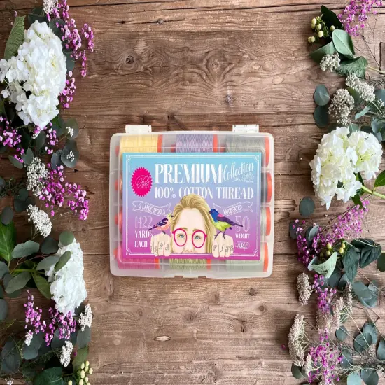 Aurifil Tula Pink Premium Collection Thread Set by Tula Pink | (12 50wt Cotton Large Spools.) {1}