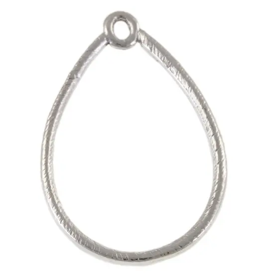 JewelrySupply Etched 40x25mm Teardrop Hoop Charm Antique Silver (Package of 2) {1}