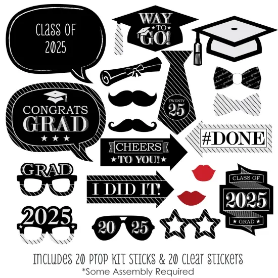 Big Dot of Happiness Graduation Cheers - 2025 Graduation Photo Booth Props Kit - 20 Count {3}