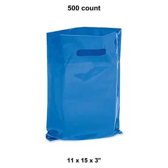 11 x 15 x 3" Customizable Shopping Bags Blue {1}