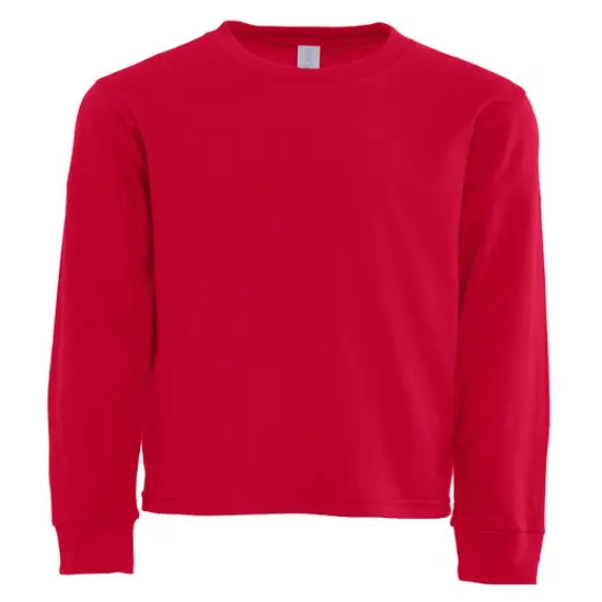Next Level&reg; Apparel Youth Cotton Crewneck Long Sleeve T-Shirt RED {1}