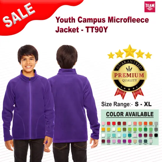 Team 365&reg; Youth Campus Microfleece Jacket BLACK {2}