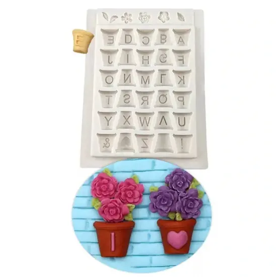 Flower Pot Alphabet silicone mold {3}