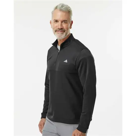 Adidas&reg; Ultimate Textured Quarter Zip Pullover Black {3}