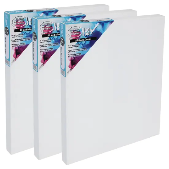 Yes! All Media Stretched Canvas for Painting, Canvas 3 Packs, 1-1/2 in Deep, 11oz Weight, Triple-Primed Acid-Free, Accepts Acrylics, Oils, Watercolors & Inks, Fine Close-Weaved Smooth Cotton {1}