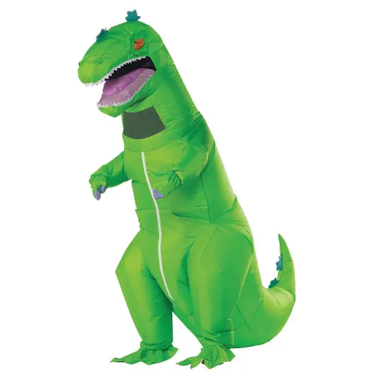 Reptar Inflatable Adult Costume Rugrats Battery Operated Fan Easy Wear Jumpsuit {1}