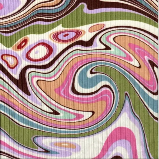 1 Yard Magenta & Multi Marble Print 8x3 Yummy Rib Knit Fabric Abstract Stretch 58/60" Wide MAGENTA/MULTI {1}