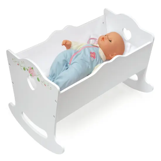 Badger Basket Doll Cradle with Bedding and Free Personalization Kit - White Rose {5}