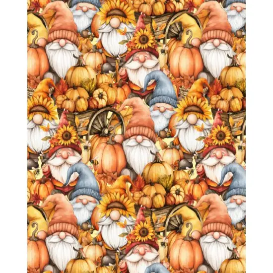 Gnome Autumn Cotton Fabric | By the Yard | Sewing and Crafting | 44 inches wide {1}