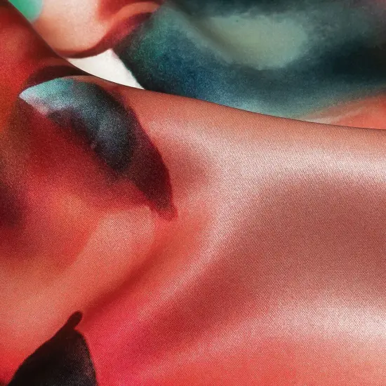 1 Yard Vibrant Watercolor Floral Silk Charmeuse Fabric for Dressmaking 53 inch Width {2}