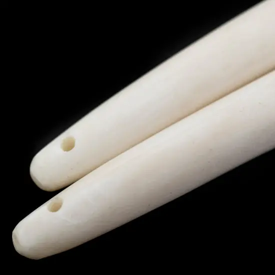 The Bead Chest Elongated White Bone Tooth Pendant Set of 2 Kenya African Handmade {3}
