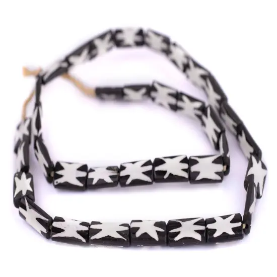The Bead Chest Star Design Batik Bone Beads (Rectangular) {3}