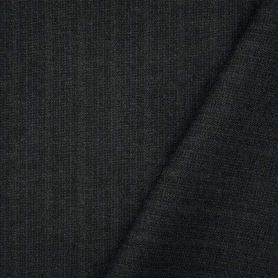 Black-Blue-Purple Wool Poly Texture Plaid Suiting Twill Woven Fabric By the Yard {1}