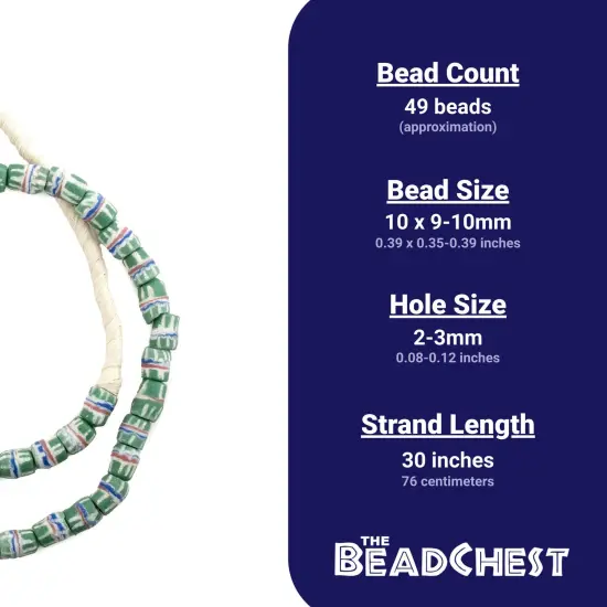 The Bead Chest Green Strawstack Sandcast Beads {4}