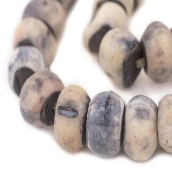 The Bead Chest Washed Grey Bone Beads - Full Strand of Fair Trade African Beads (Large, Washed Grey) {1}