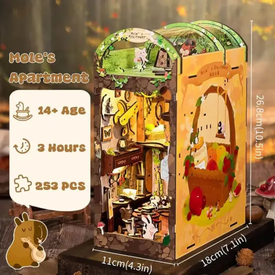 Book Nook Wizardi Miniature - Mole's Apartment Roombox Kit {6}