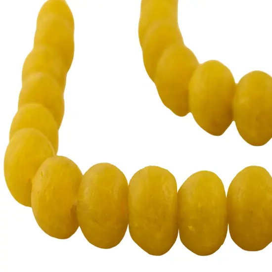 The Bead Chest African Recycled Glass Beads &ndash; Handmade in Ghana &ndash; Yellow 18mm Strand for Jewelry Making, Crafts, and Home Decor I Approximately 40 Beads {1}