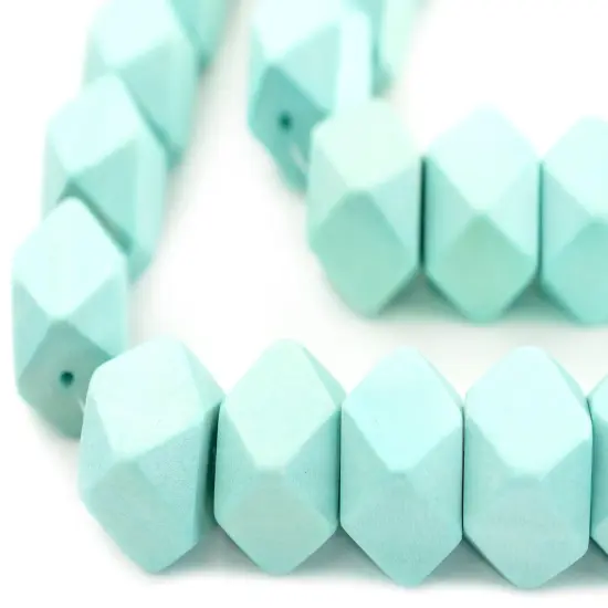 The Bead Chest Mint Green Cornerless Cube Wood Beads: 20mm Diamond Cut Natural Organic Beads for Jewelry Making {1}