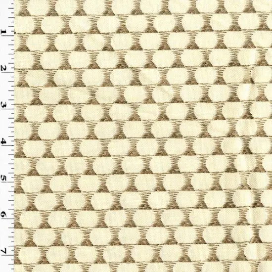 Ivory/Bronze Abstract Dot Embroidered Canvas Decor Fabric By the Yard {1}