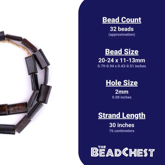 The Bead Chest Brown Batik Bone Beads (Rectangular) {4}