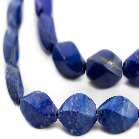 The Bead Chest Faceted Twisted Lapis Lazuli Beads (22x10mm) {1}