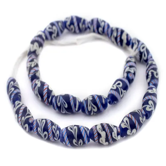 The Bead Chest Indigo Blue Lewis & Clark Beads (24x12mm) {3}