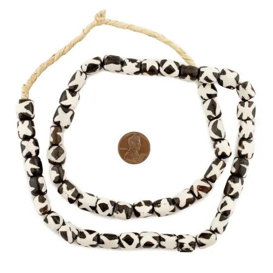 The Bead Chest Batik Bone Beads - Full Strand of Fair Trade African Beads (Small, Star Design) {2}