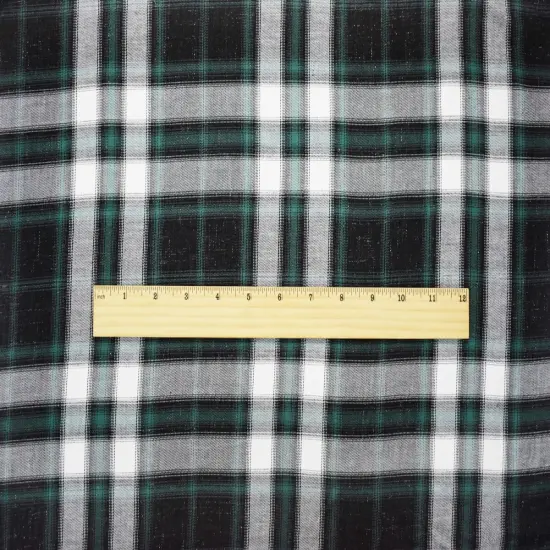 Green-Black-Silver Sparkle Famous Maker Cotton Plaid Twill Woven Fabric By the Yard {4}